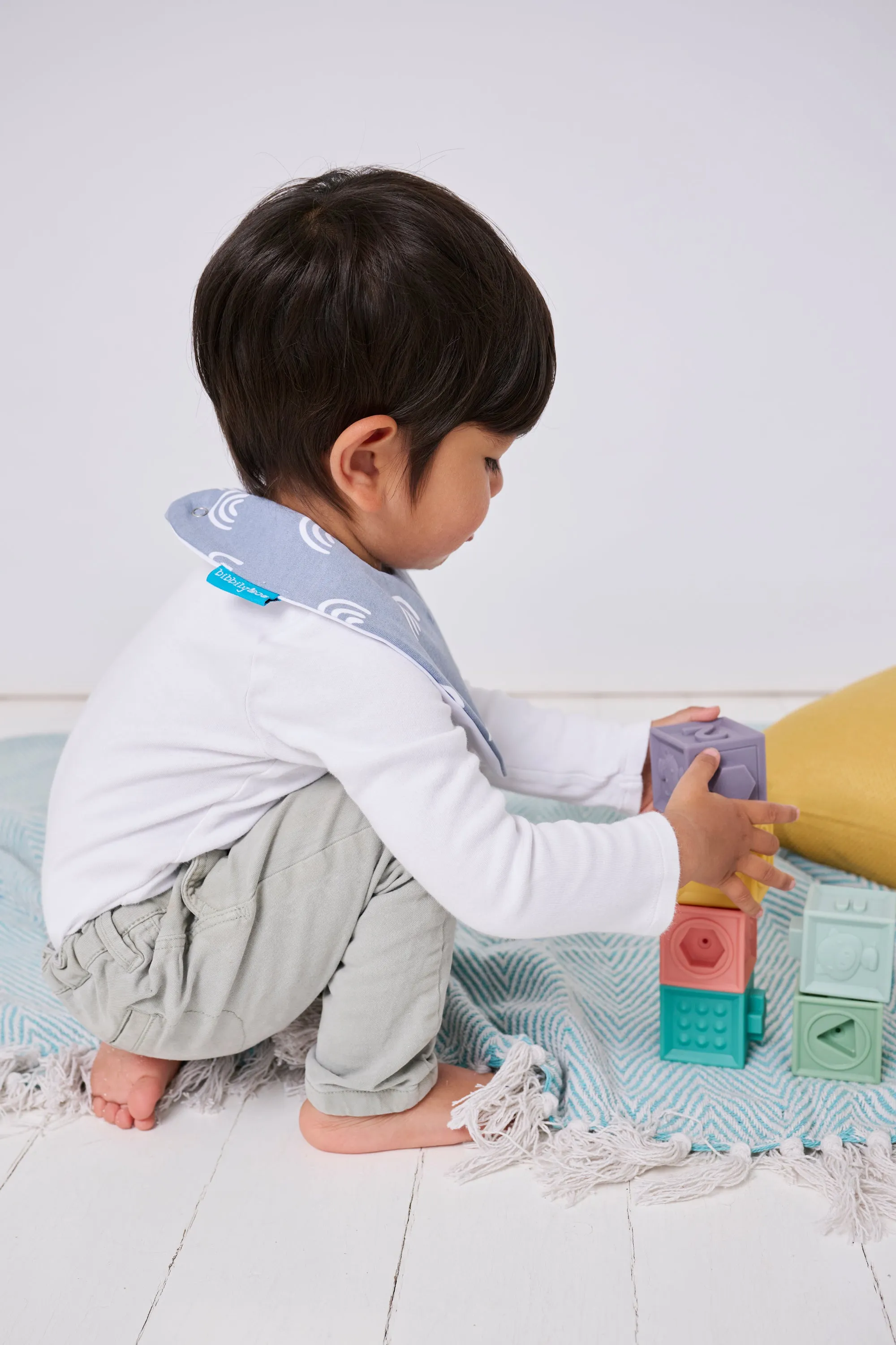 Blue Rainbow Waterproof Dribble Bib
