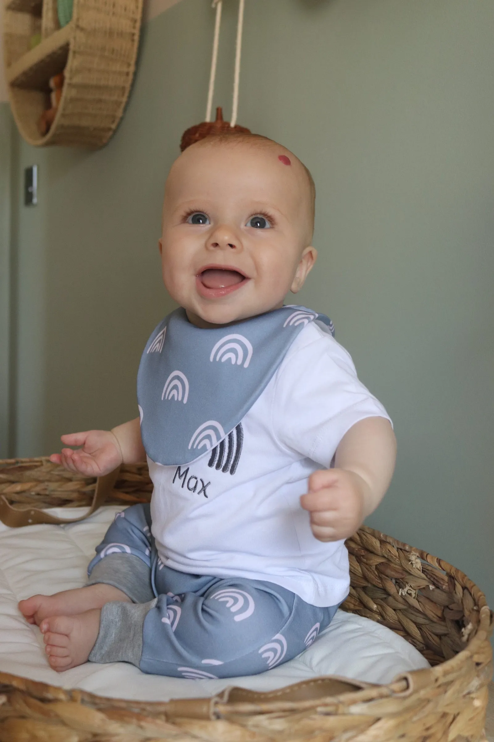 Blue Rainbow Waterproof Dribble Bib