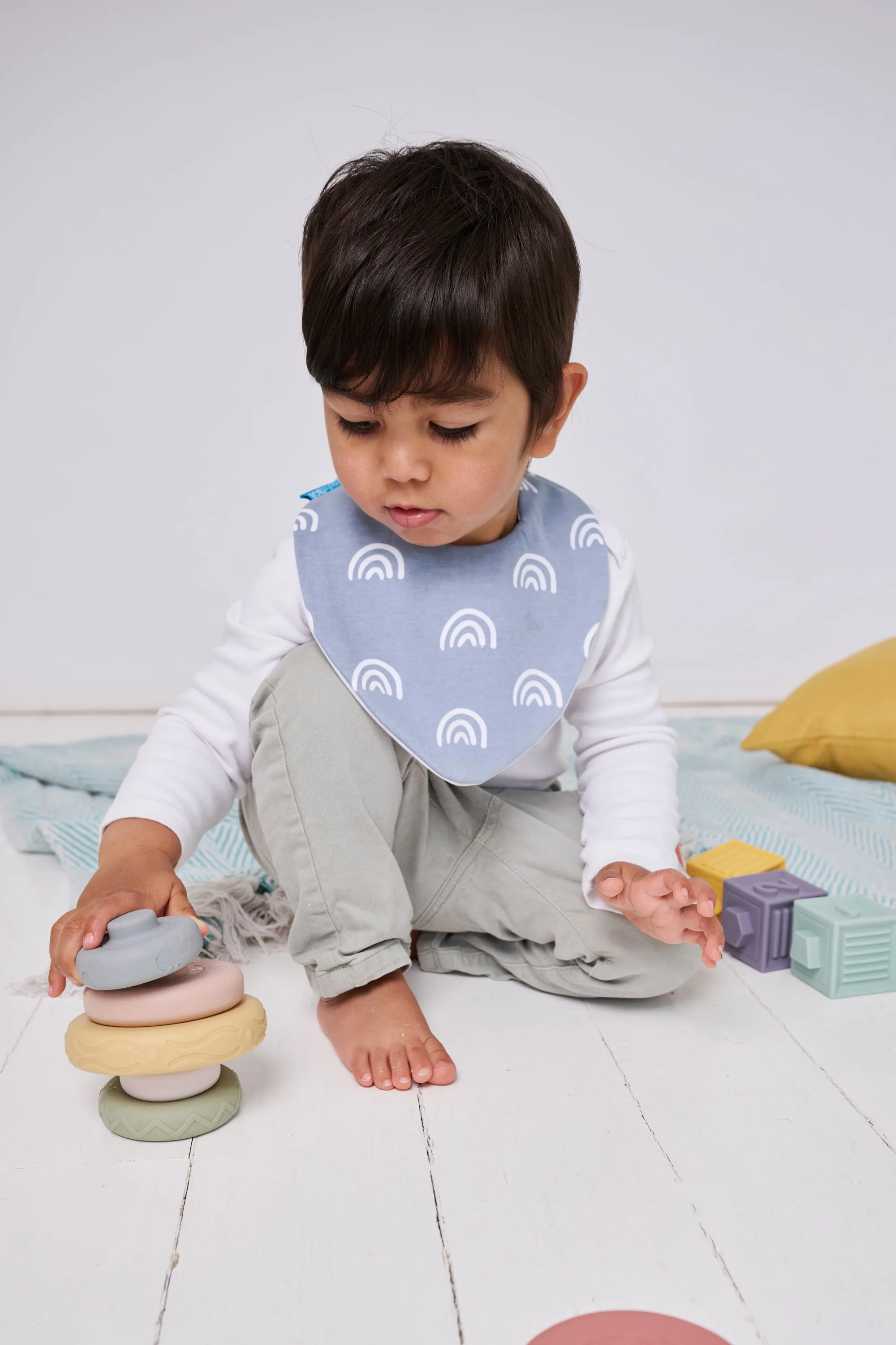 Blue Rainbow Waterproof Dribble Bib