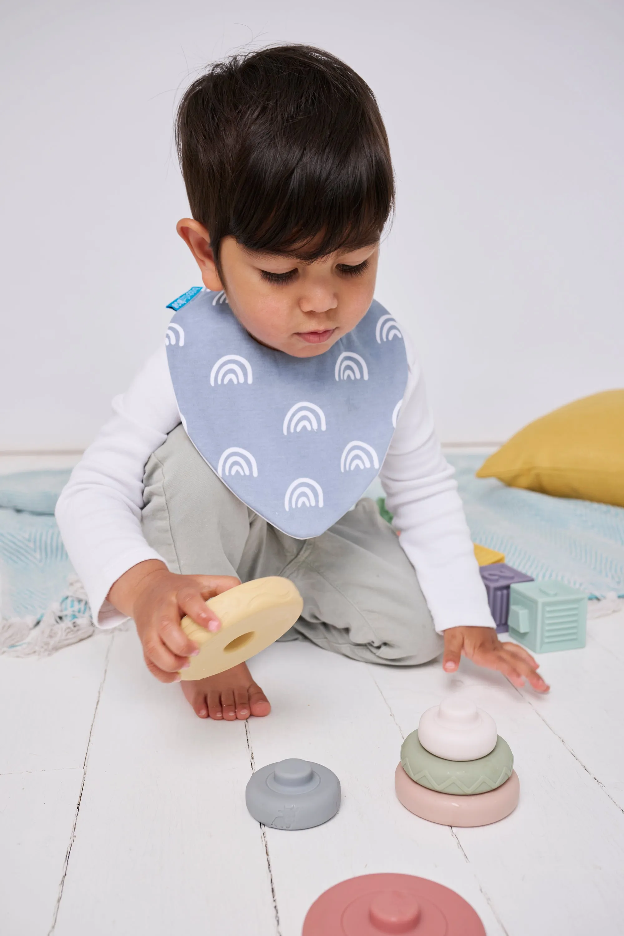 Blue Rainbow Waterproof Dribble Bib