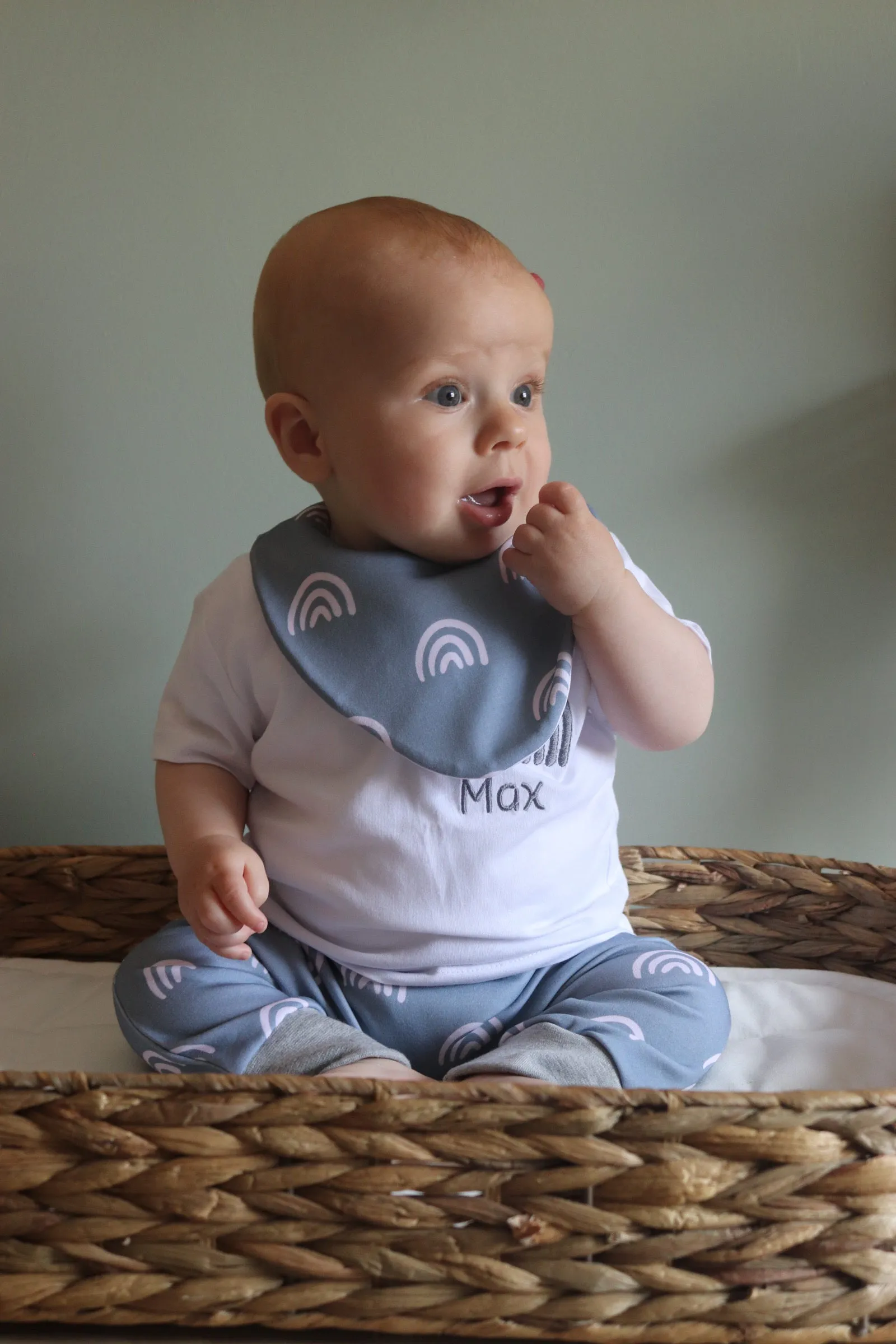 Blue Rainbow Waterproof Dribble Bib