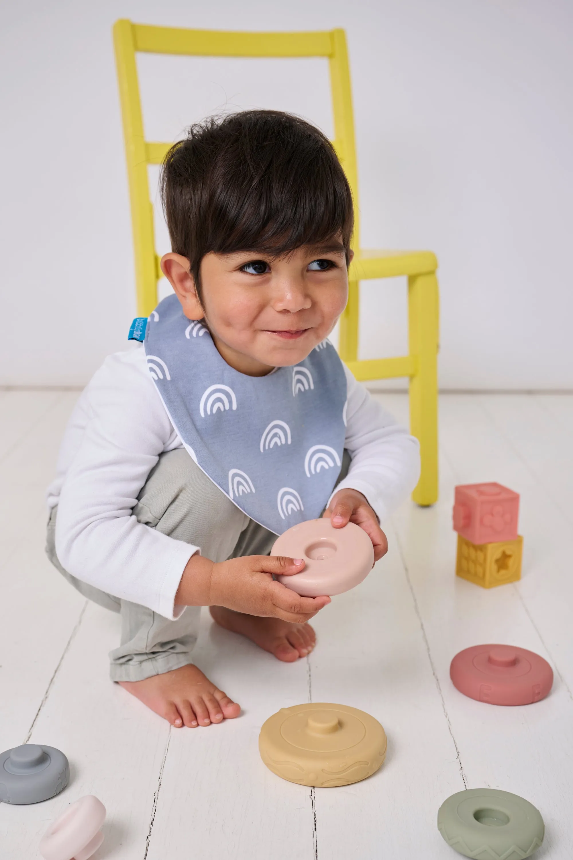Blue Rainbow Waterproof Dribble Bib