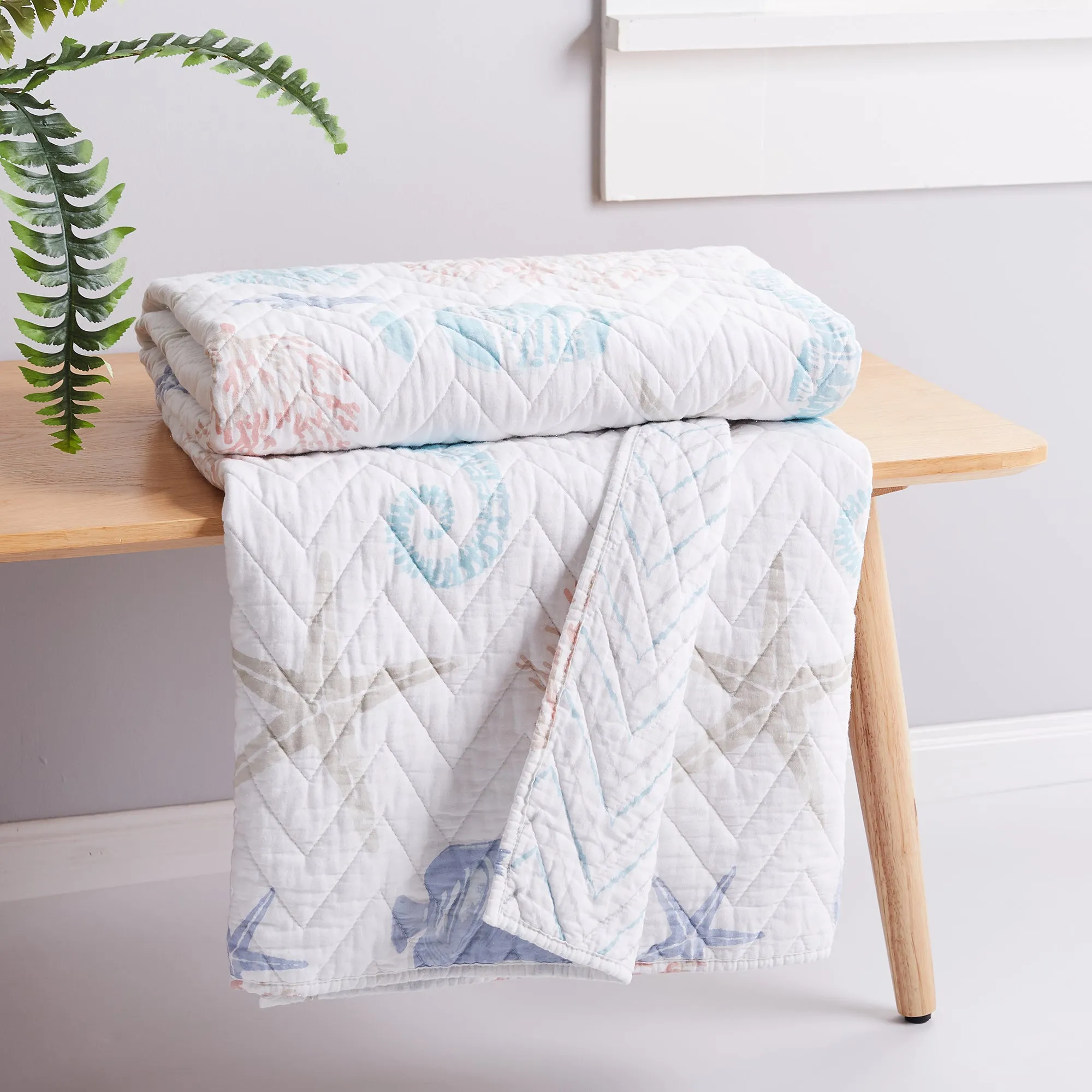 Blue Sea Quilted Throw