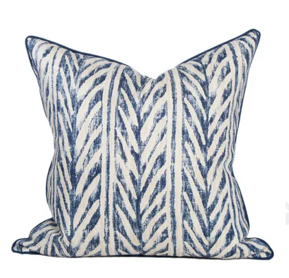 Blue Thatched Herringbone Pillow
