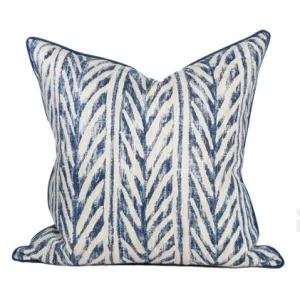 Blue Thatched Herringbone Pillow