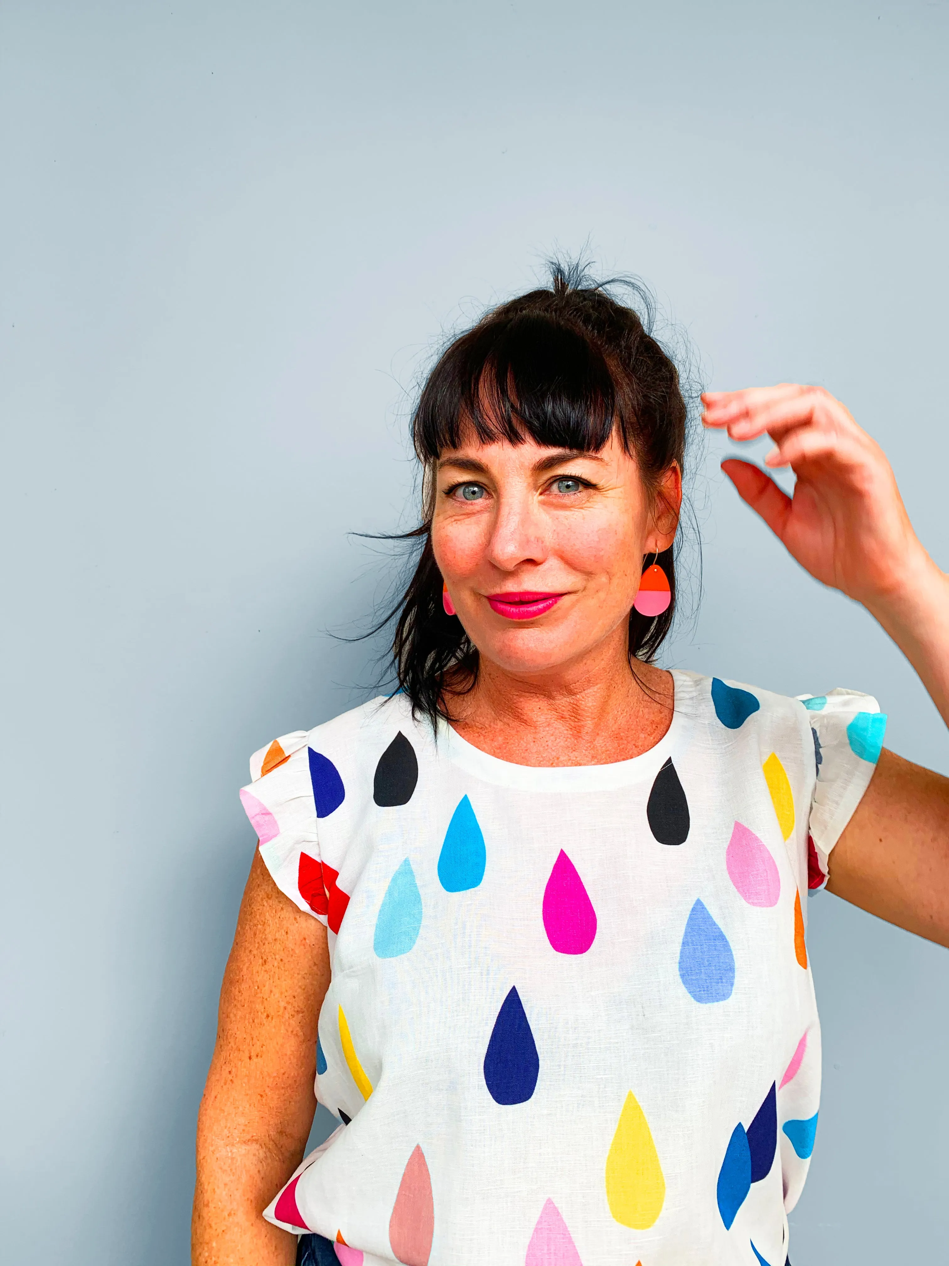 Bright Drops 100% linen cotton top