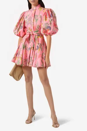 BROMELIA DRESS MINI IN BOTANICA PINK PRINT