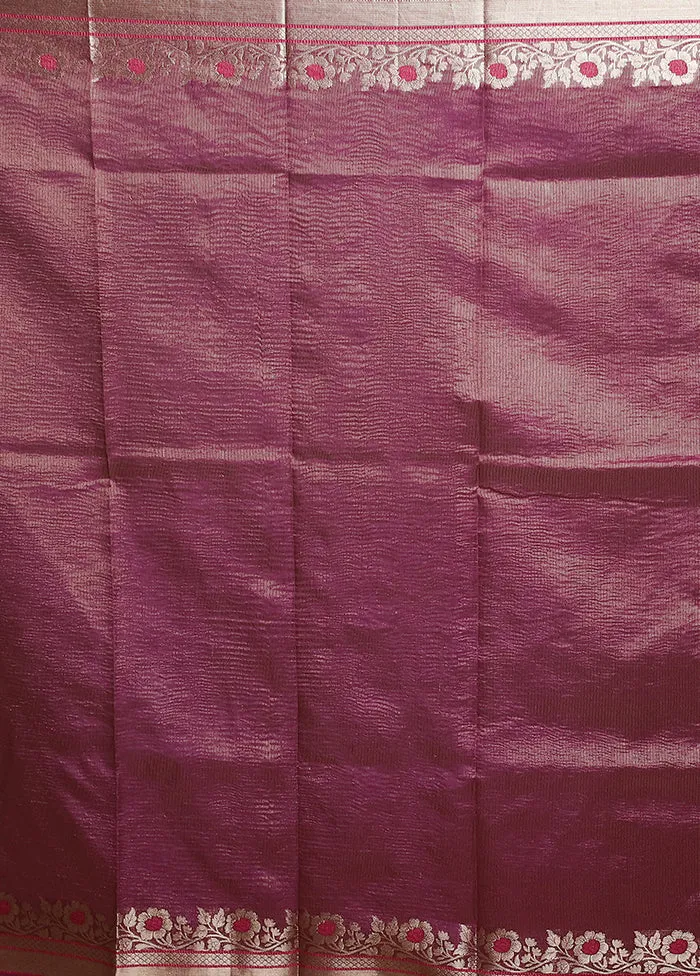 Brown Crushed Tissue Silk Saree With Blouse Piece