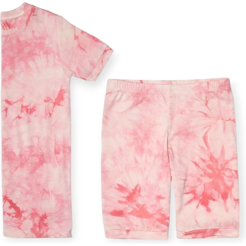 Bubble Gum Tie Dye Bamboo Shorties PJ Set