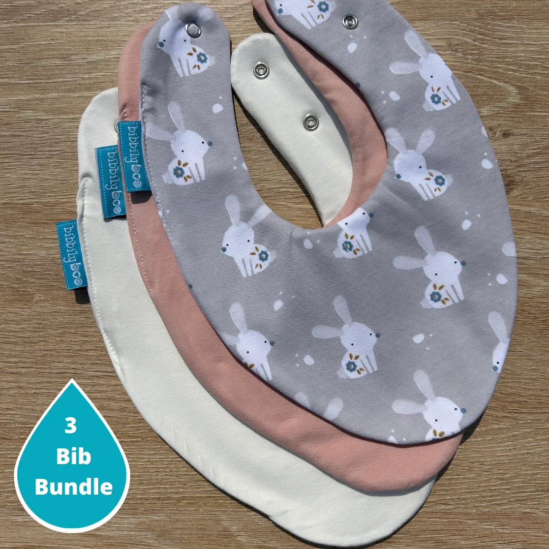 Bunny Rabbit Bundle of 3 Waterproof Dribble Bibs