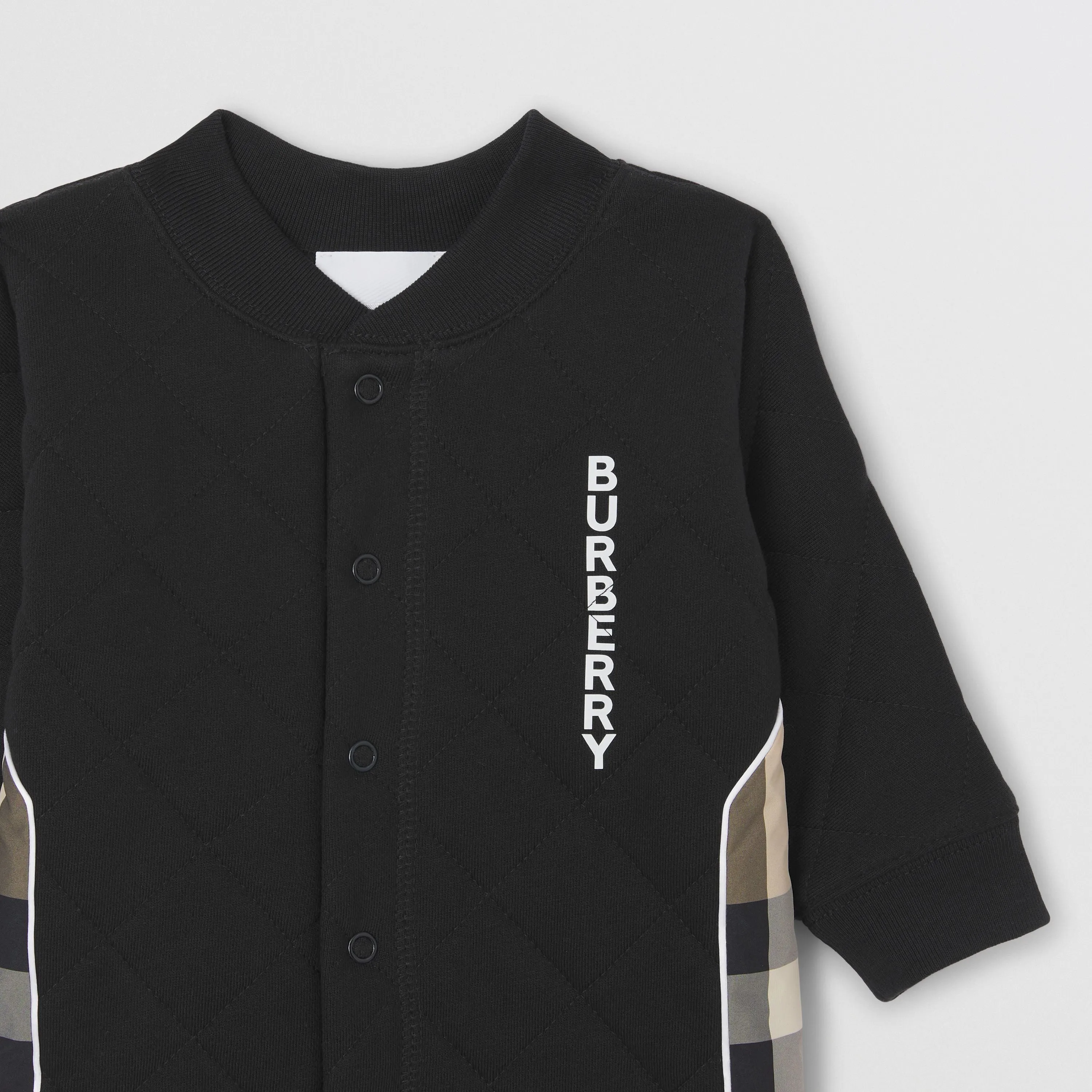 Burberry Check Panel Diamond Quilted Cotton Jumpsuit