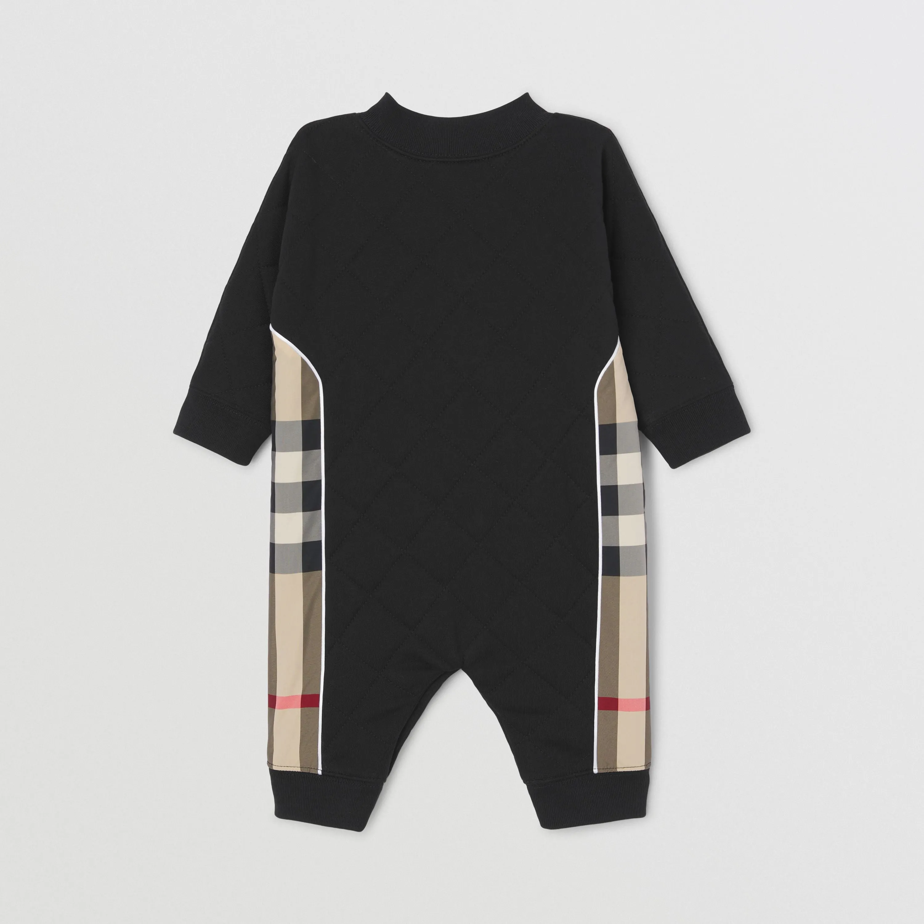 Burberry Check Panel Diamond Quilted Cotton Jumpsuit