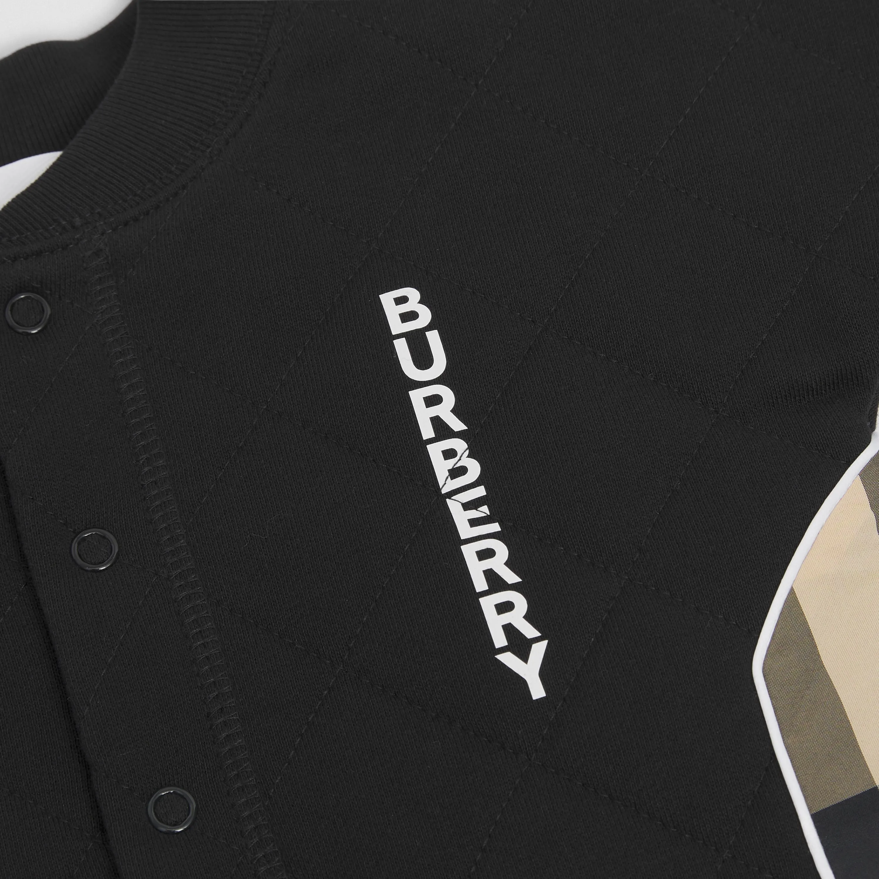 Burberry Check Panel Diamond Quilted Cotton Jumpsuit