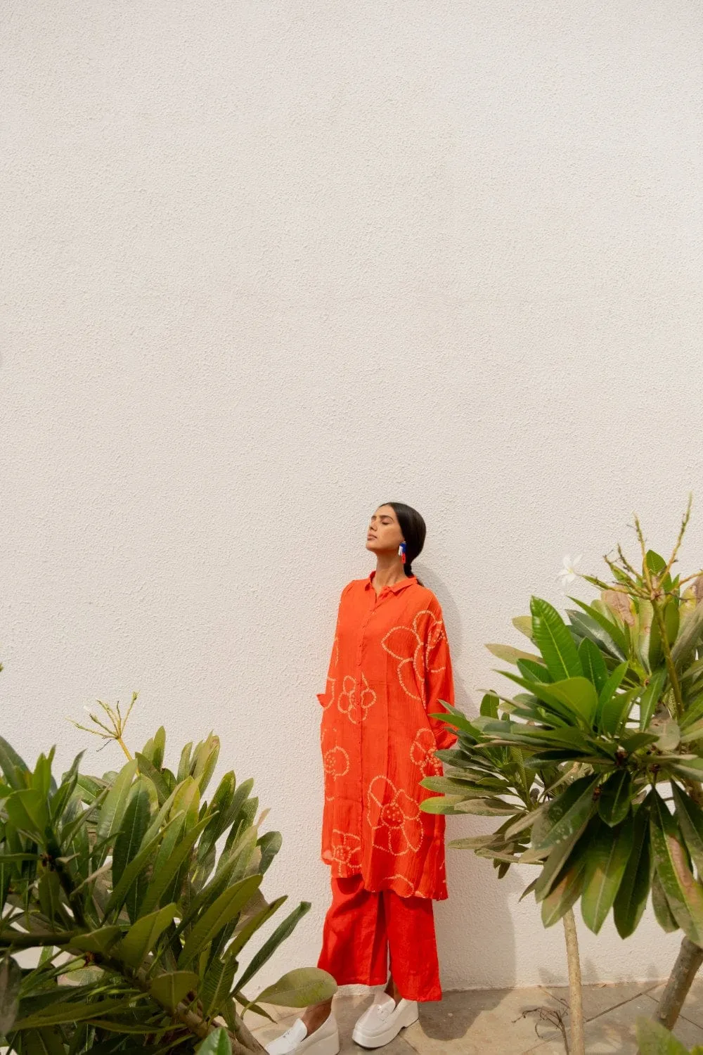 Burnt Orange Bandhani Tunic with Pants