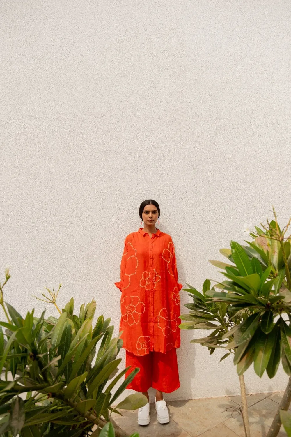 Burnt Orange Bandhani Tunic with Pants
