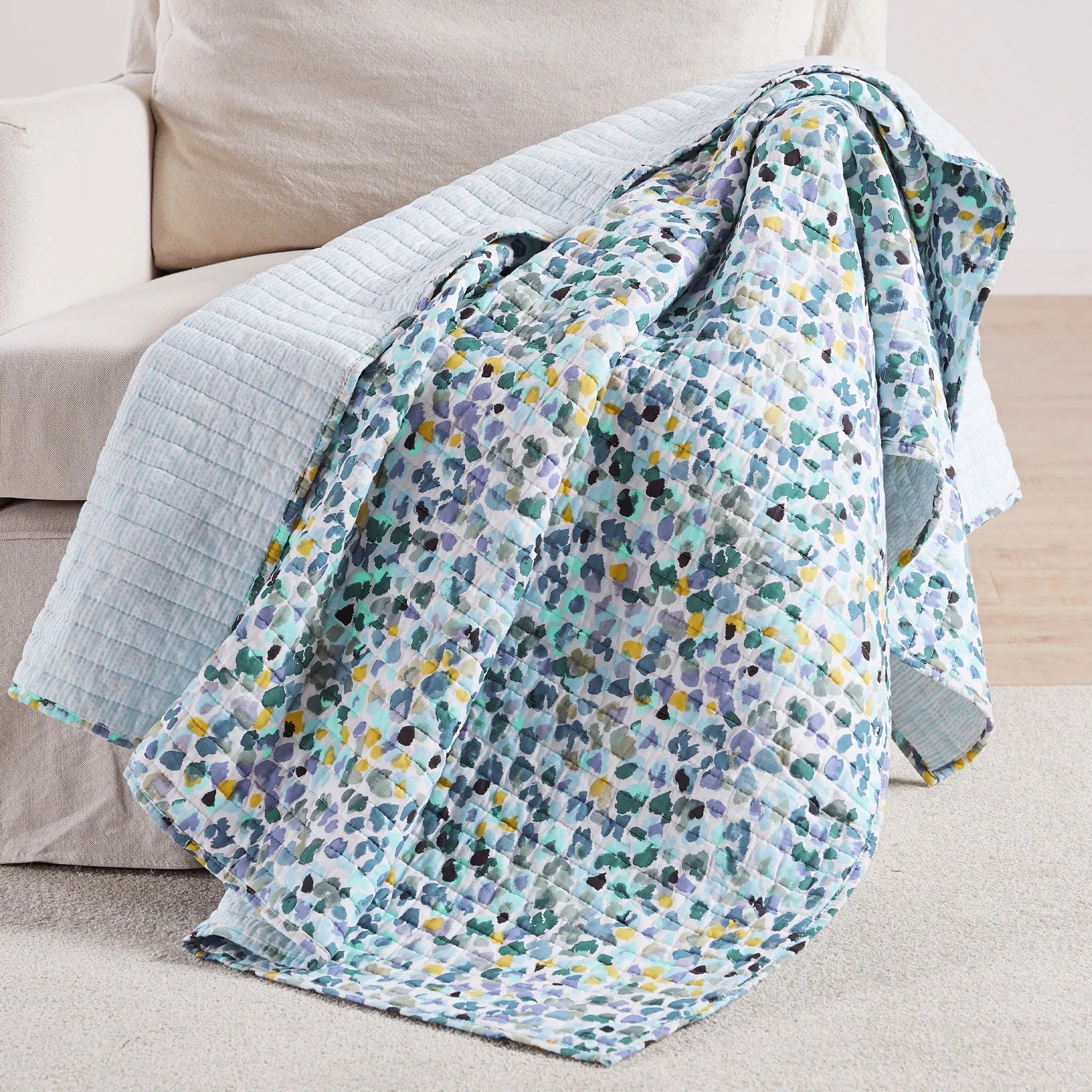 Calico Blue Quilted Throw