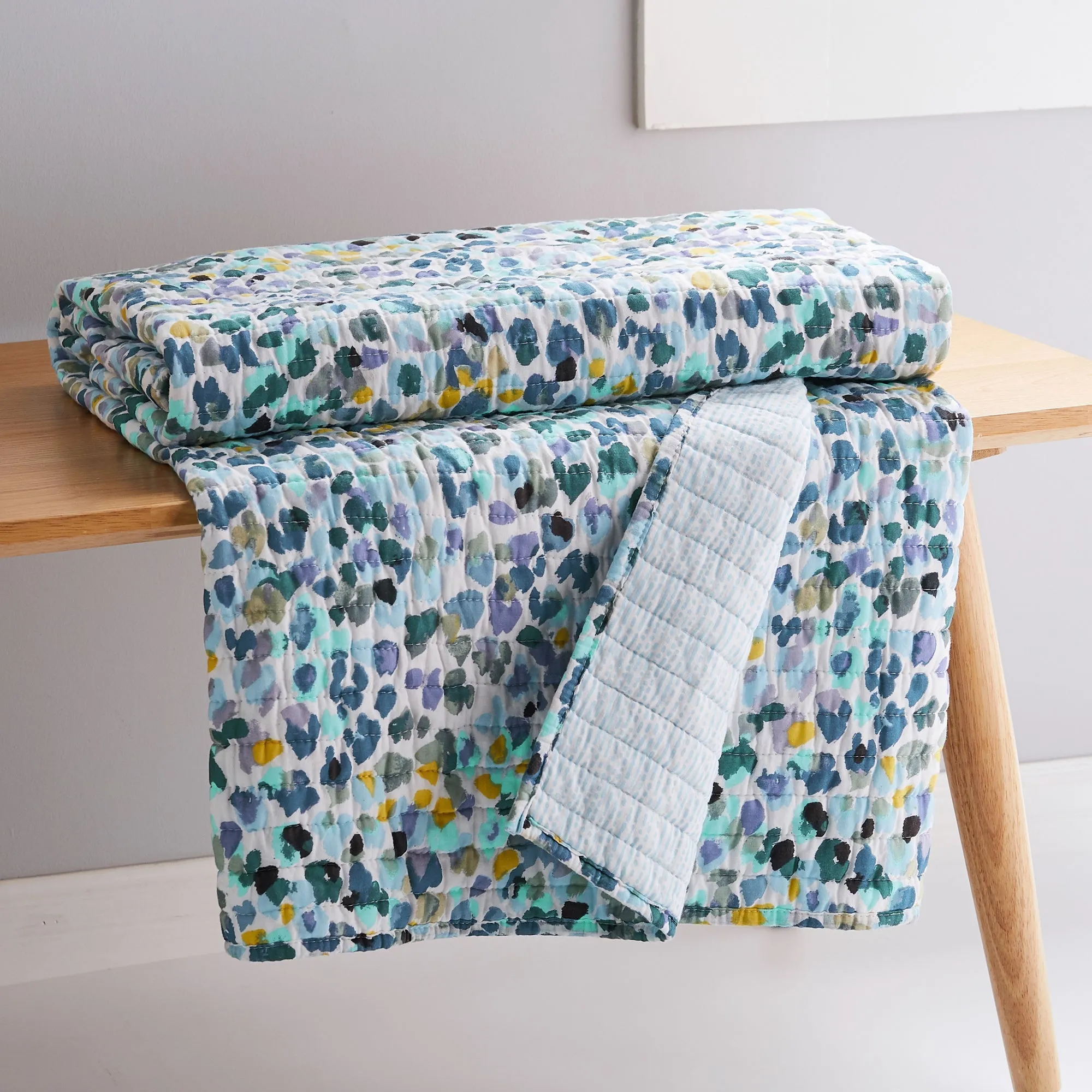 Calico Blue Quilted Throw