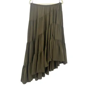 Calypso St. Barth Silk Green Asymmetrical Maxi Skirt Womens Medium