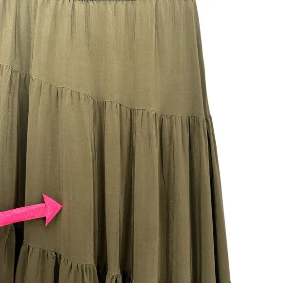 Calypso St. Barth Silk Green Asymmetrical Maxi Skirt Womens Medium