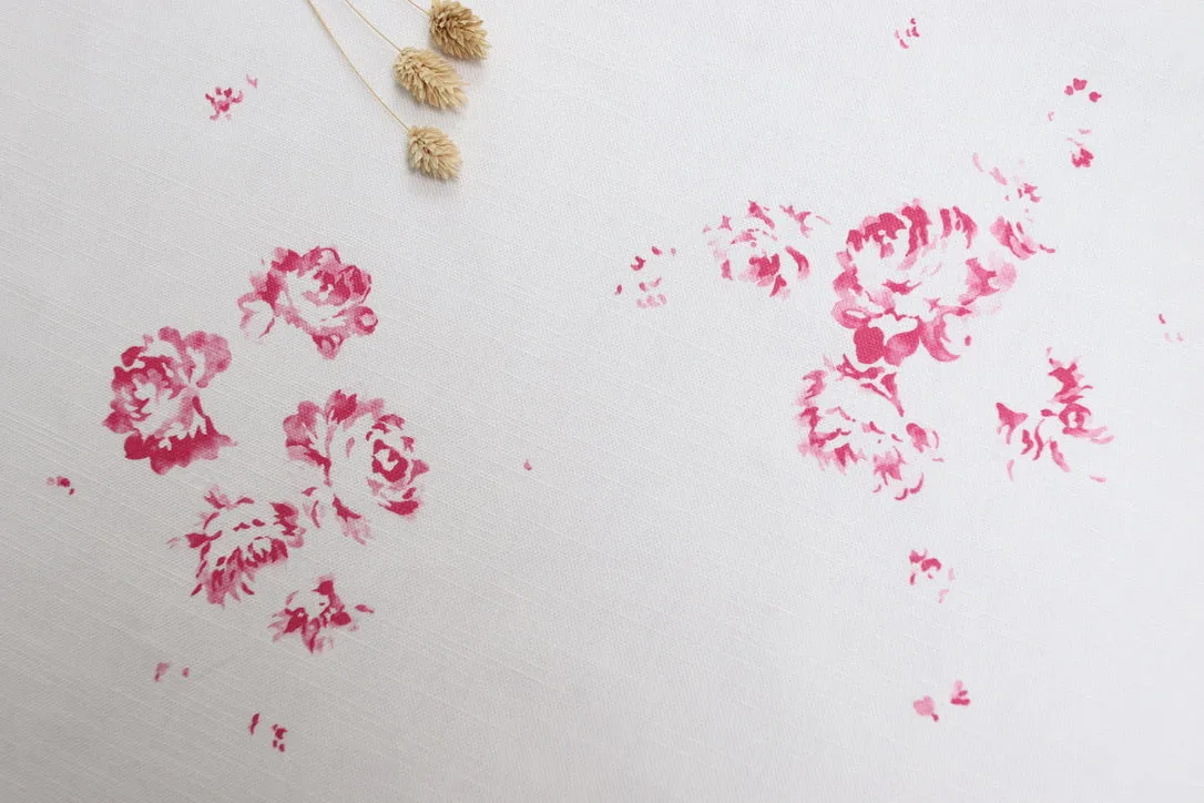 Camille - Cerise on Oyster Linen