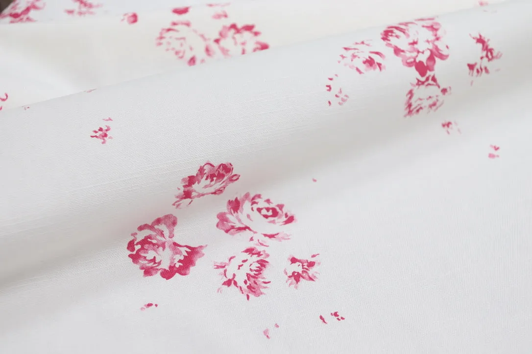Camille - Cerise on Oyster Linen