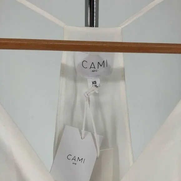 Cami NYC Sky White Mini Dress Ruffle Trim B Neck Racerback size XS NWT