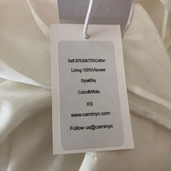 Cami NYC Sky White Mini Dress Ruffle Trim B Neck Racerback size XS NWT