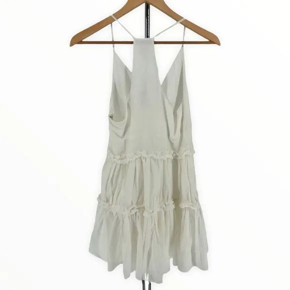 Cami NYC Sky White Mini Dress Ruffle Trim B Neck Racerback size XS NWT