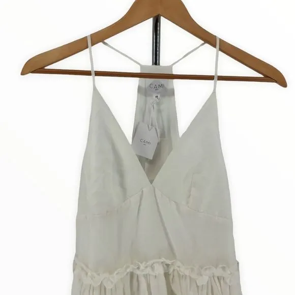 Cami NYC Sky White Mini Dress Ruffle Trim B Neck Racerback size XS NWT