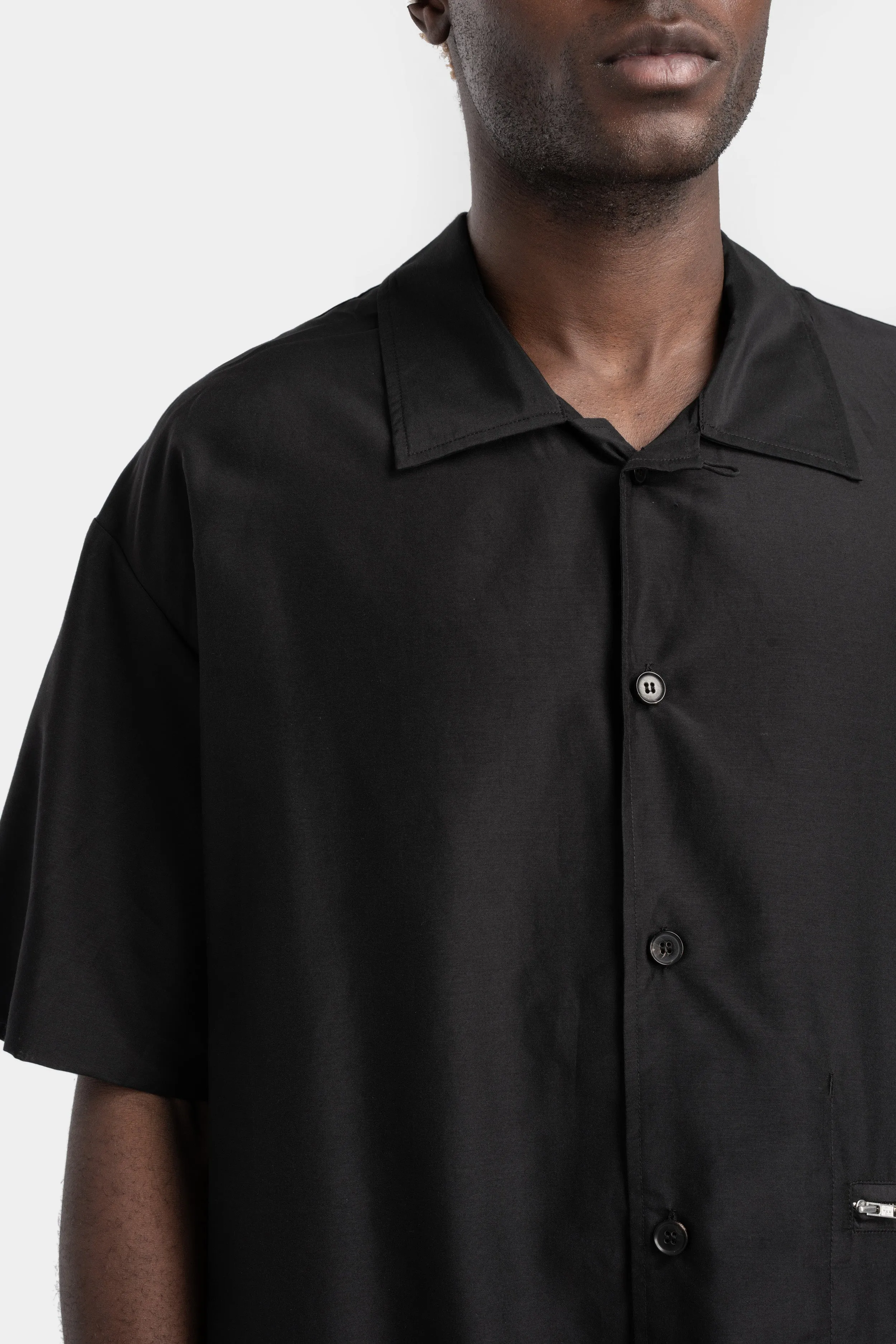 Camp collar silk blend shirt
