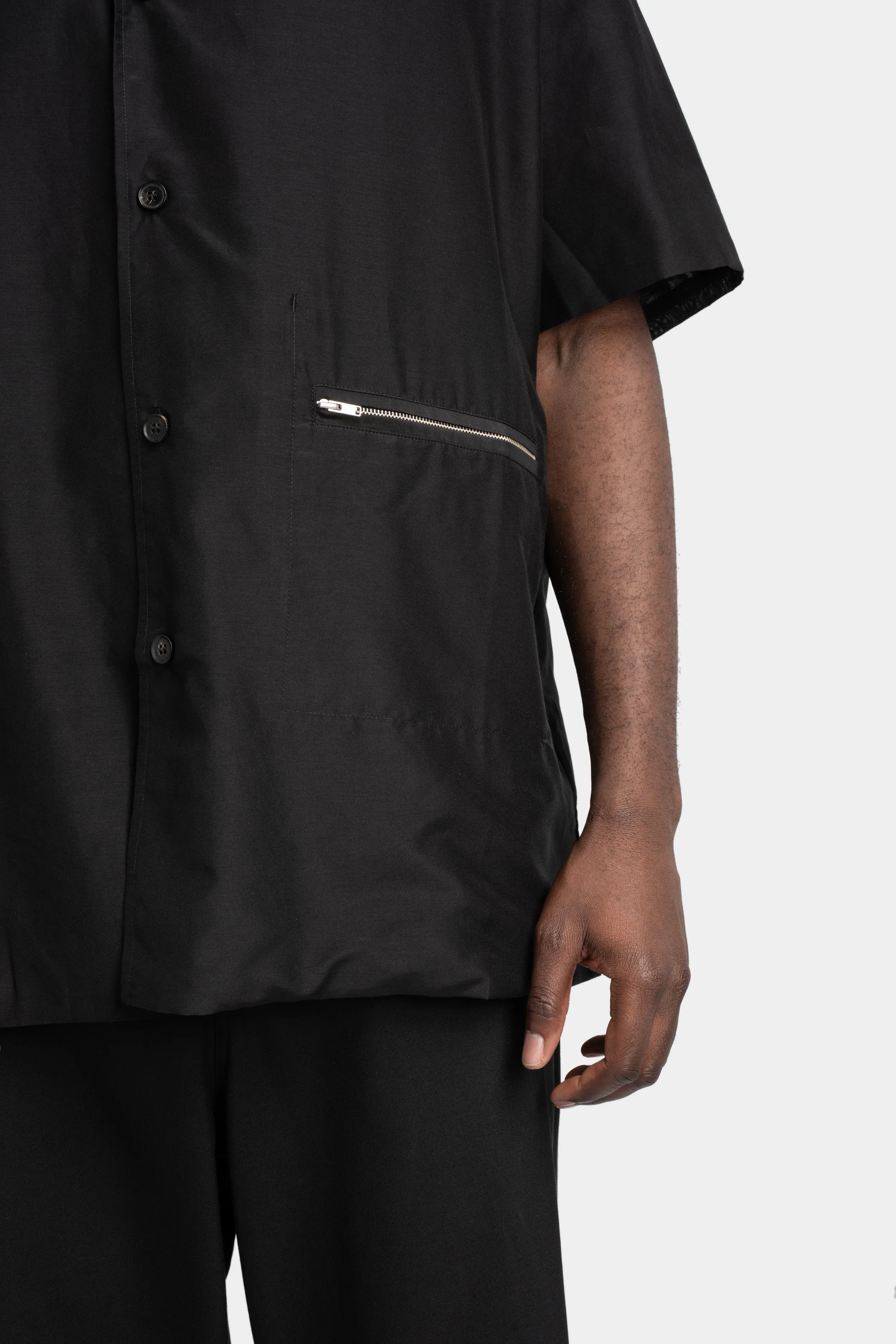 Camp collar silk blend shirt