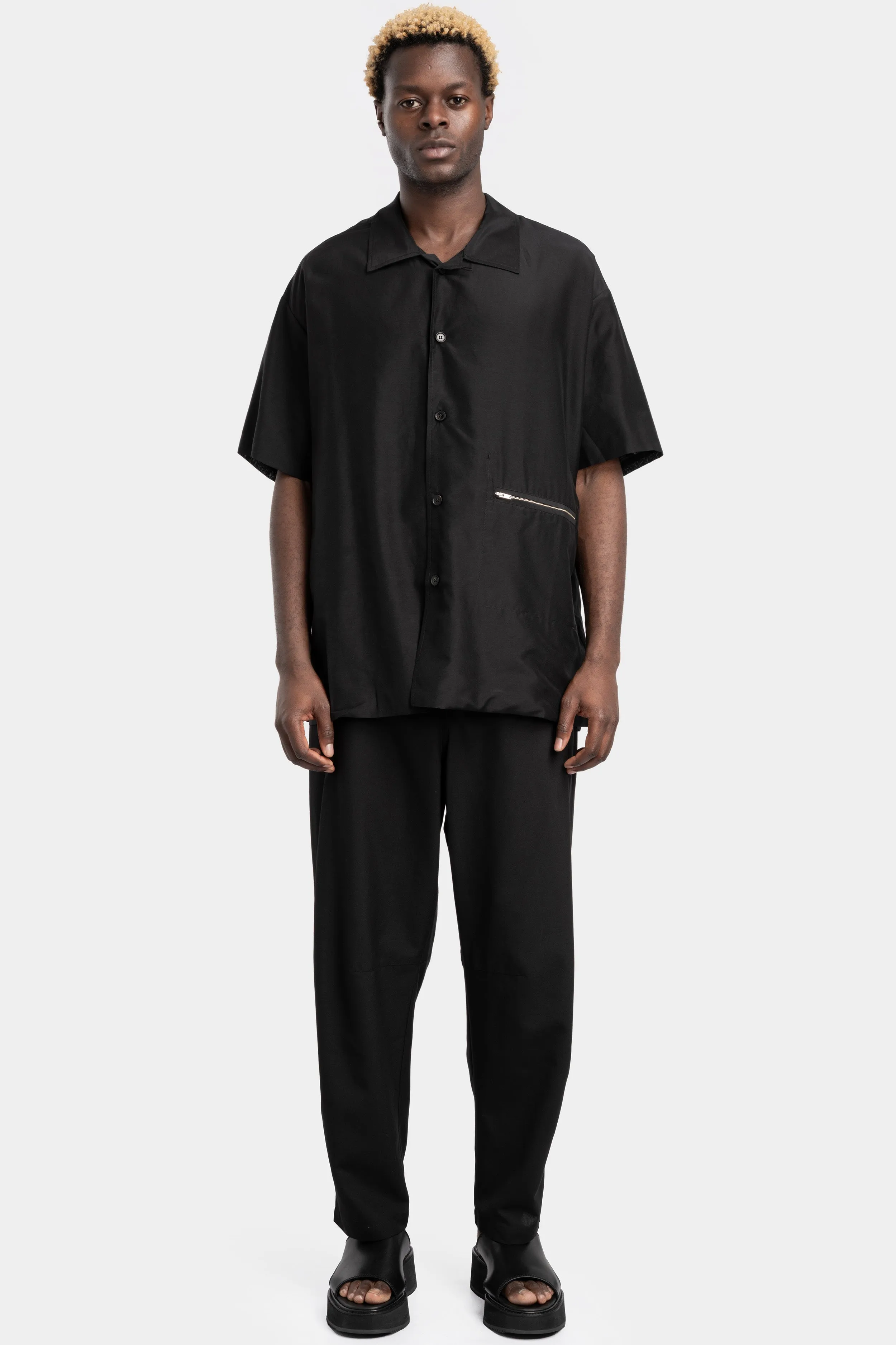 Camp collar silk blend shirt