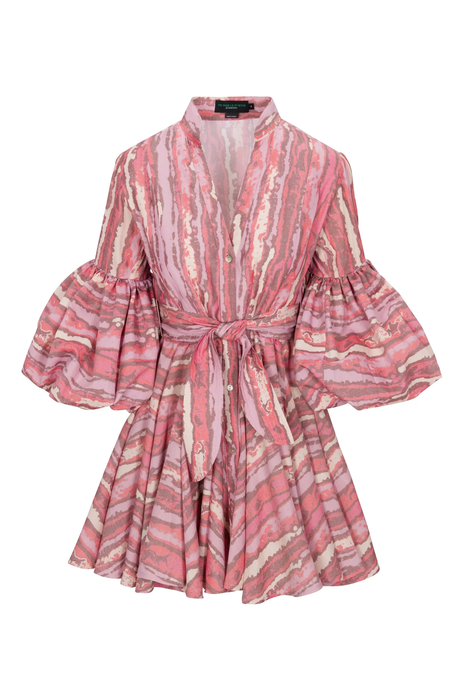 CARTA Y LETRA DRESS IN RED PINK TIE DYE STRIPES