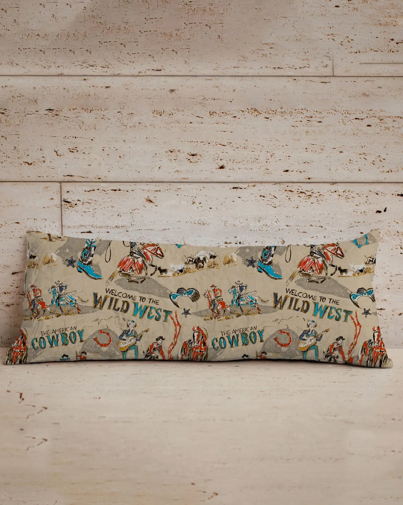 Cattle Drive Quilted Lumbar Pillow - Linen