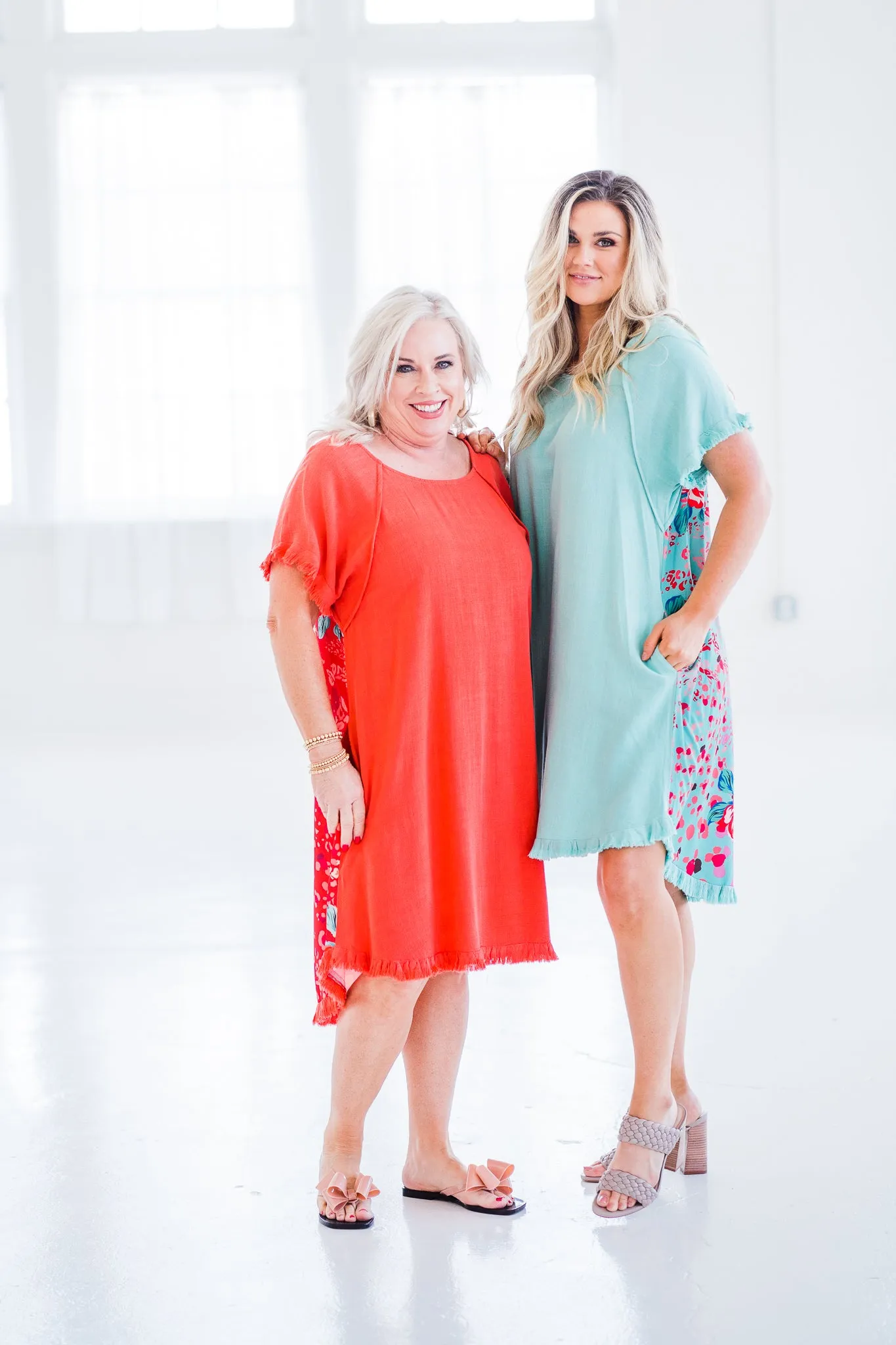 Charming Floral Dress In Coral
