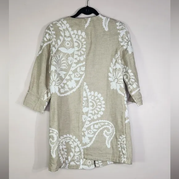 Chico's Bi-Color Jacquard Cotton/linen Paisley Jacket Size 1