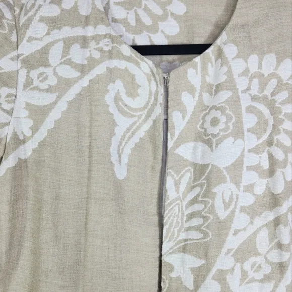 Chico's Bi-Color Jacquard Cotton/linen Paisley Jacket Size 1