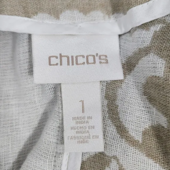 Chico's Bi-Color Jacquard Cotton/linen Paisley Jacket Size 1
