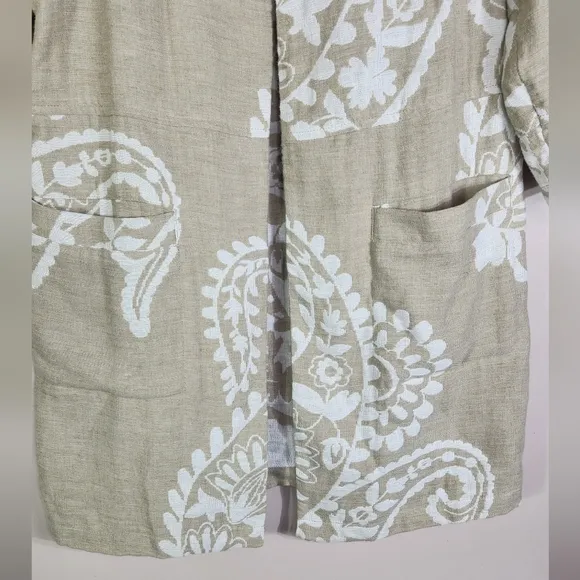 Chico's Bi-Color Jacquard Cotton/linen Paisley Jacket Size 1