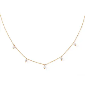 Children's, Teens' and Mothers' Necklaces:  Surgical Steel with Gold IP 5 x Pearl Necklace
