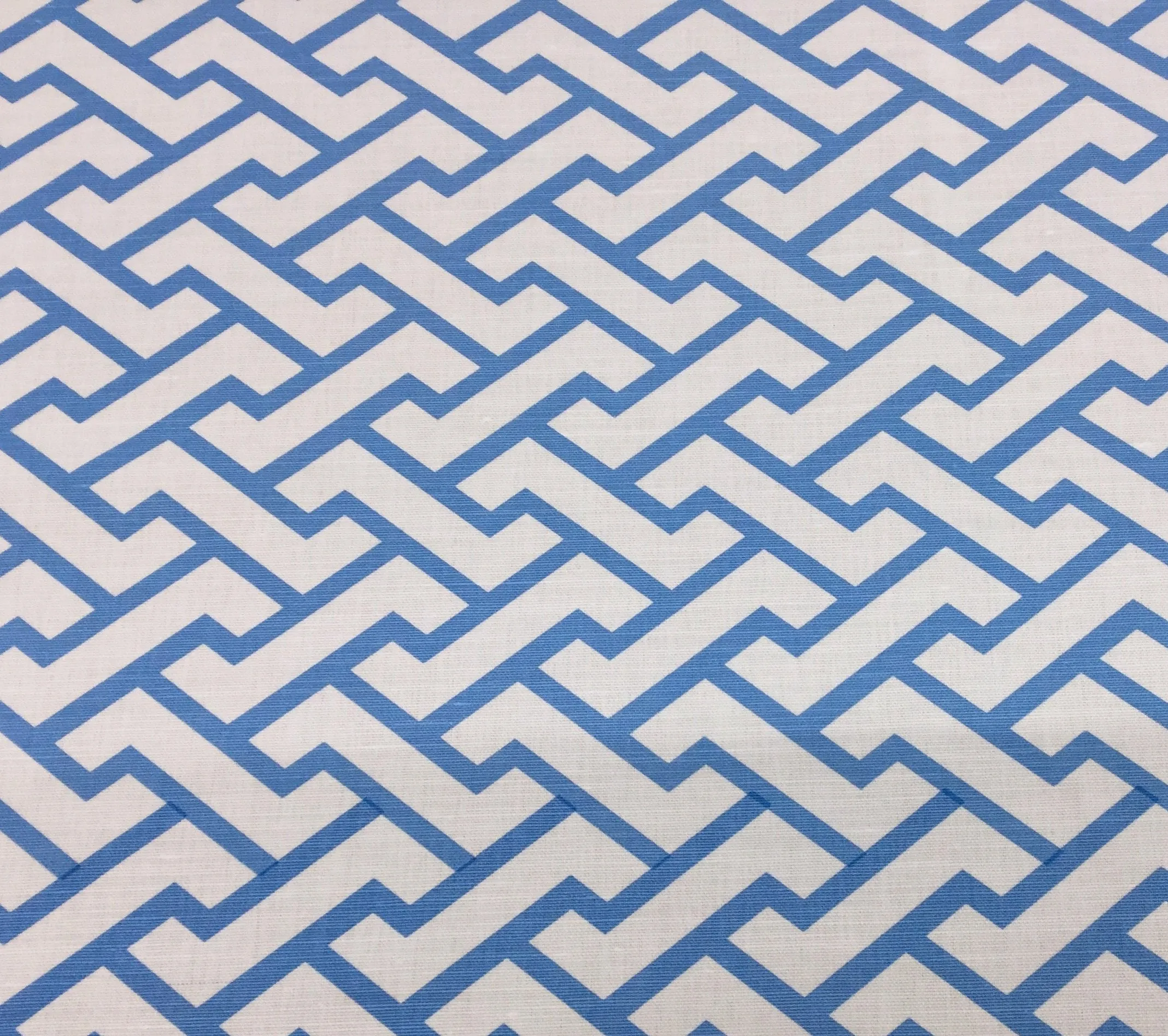 China Seas Fabric: Aga - Custom New French Blue on Light-Tint Belgian Linen / Cotton