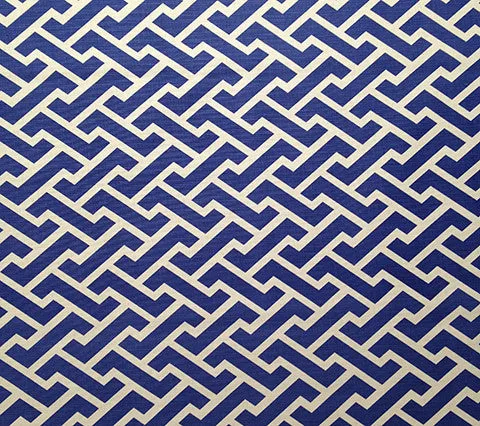China Seas Fabric: Aga Reverse - Custom Blue on Tinted Belgian Linen / Cotton