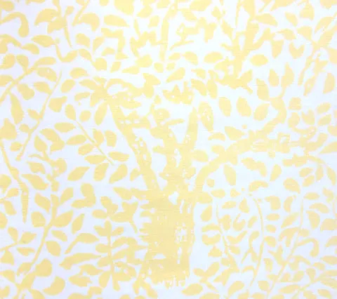 China Seas Fabric: Arbre de Matisse - Custom Yellow on White Belgian Linen / Cotton