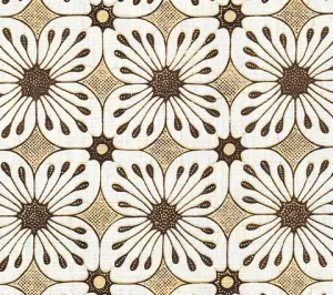China Seas Fabric: Barbados Batik - Custom Camel / Brown on Tinted Belgian Linen / Cotton