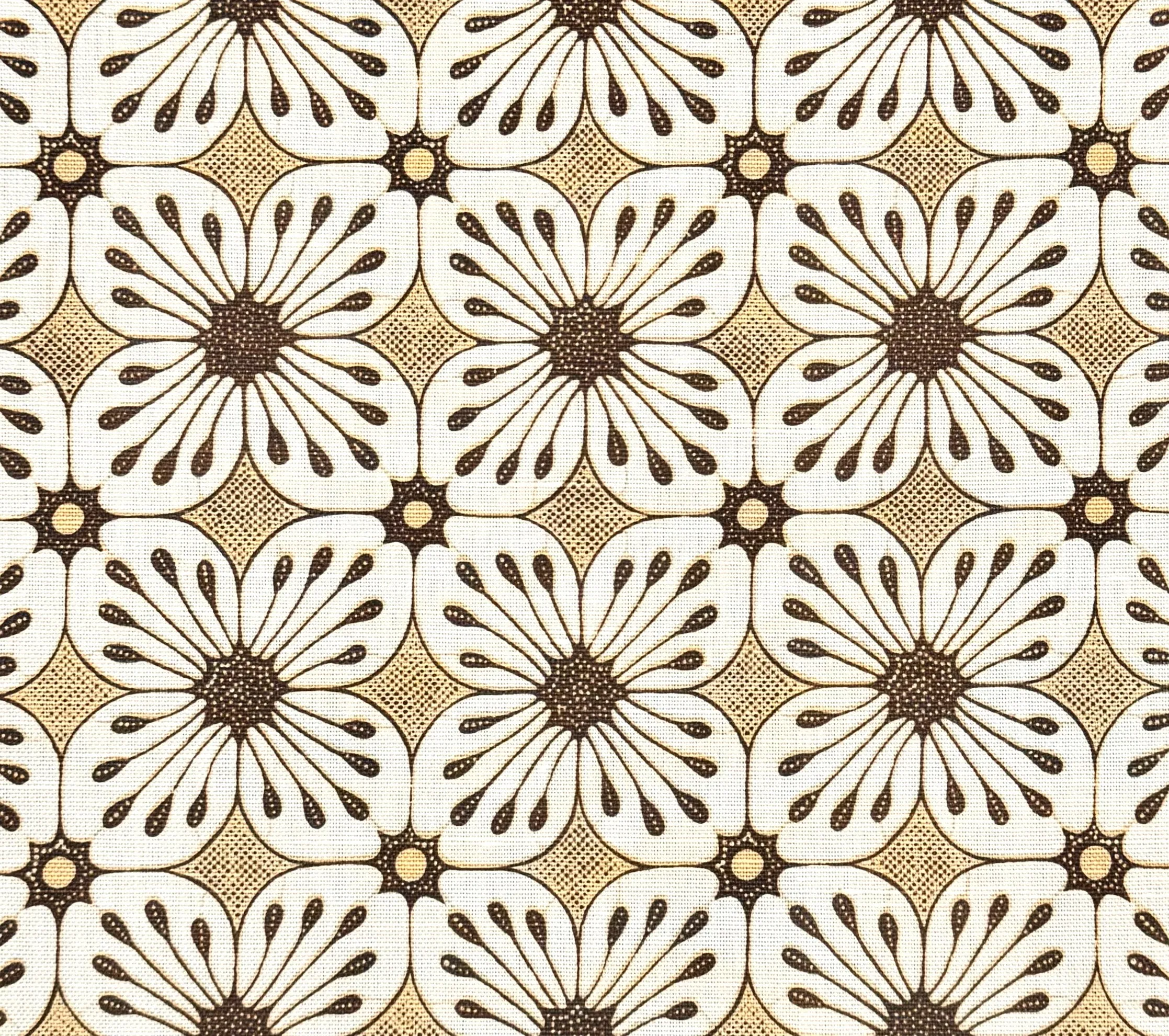 China Seas Fabric: Barbados Batik - Custom Camel / Brown on Tinted Belgian Linen / Cotton