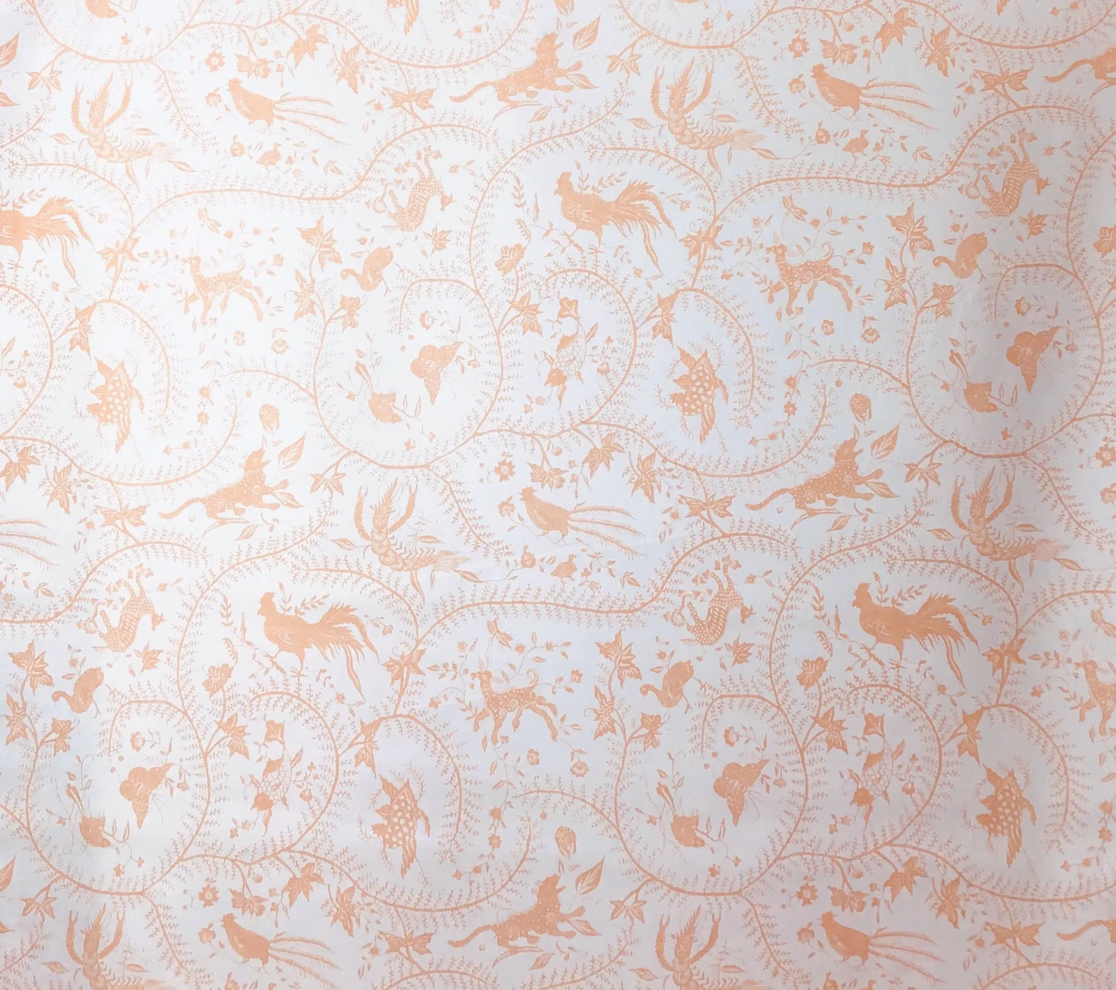 China Seas Fabric: Cirebon - Custom Apricot on White 100% Linen