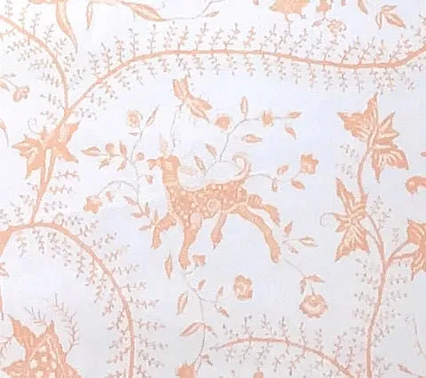 China Seas Fabric: Cirebon - Custom Apricot on White 100% Linen