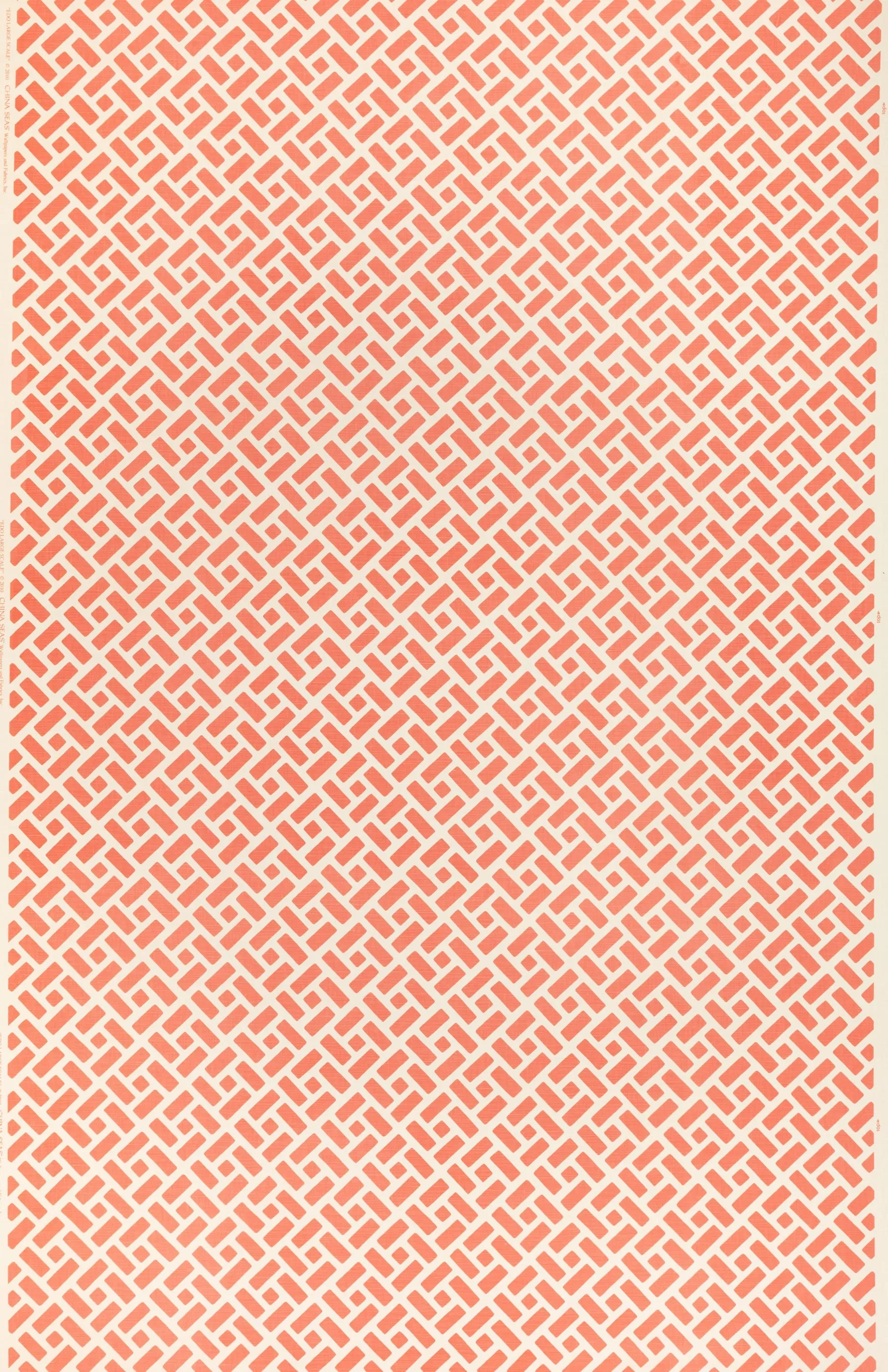 China Seas Fabric: Edo Grande - Custom New Shrimp on Tinted Belgian Linen / Cotton