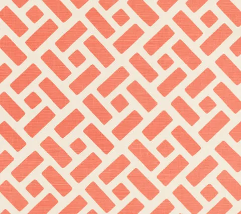 China Seas Fabric: Edo Grande - Custom New Shrimp on Tinted Belgian Linen / Cotton