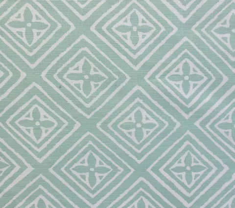 China Seas Fabric: Fiorentina - Custom Teal on White Belgian Linen / Cotton